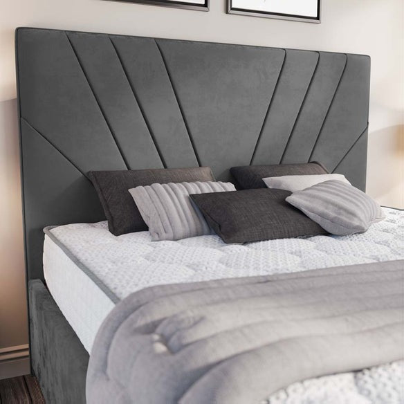 Fiji Sunrise Upholstered Bed - Steel Plush Velvet