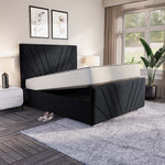 Fiji Sunrise Upholstered Ottoman Bed - Black Plush Velvet