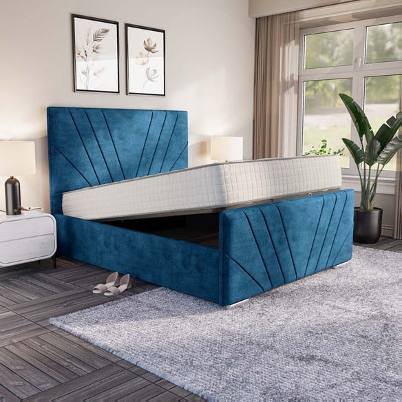 Fiji Sunrise Upholstered Ottoman Bed - Blue Coniston