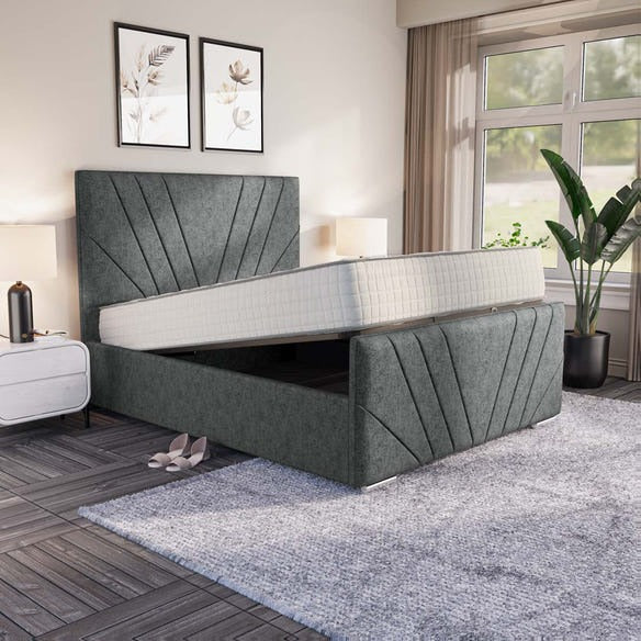 Fiji Sunrise Upholstered Ottoman Bed - Charcoal Chenille