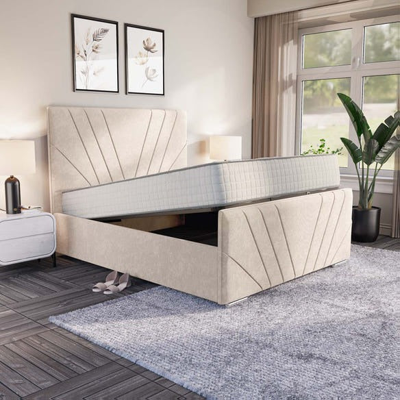 Fiji Sunrise Upholstered Ottoman Bed - Cream Naples