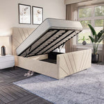 Fiji Sunrise Upholstered Ottoman Bed - Cream Naples