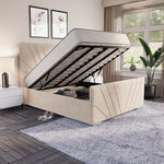 Fiji Sunrise Upholstered Ottoman Bed - Cream Naples