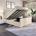 Fiji Sunrise Upholstered Ottoman Bed - Cream Plush Velvet