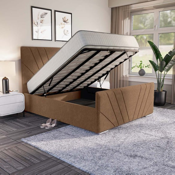 Fiji Sunrise Upholstered Ottoman Bed - Mink Naples