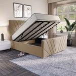 Fiji Sunrise Upholstered Ottoman Bed - Mink Plush Velvet