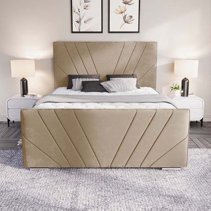Fiji Sunrise Upholstered Ottoman Bed - Mink Plush Velvet