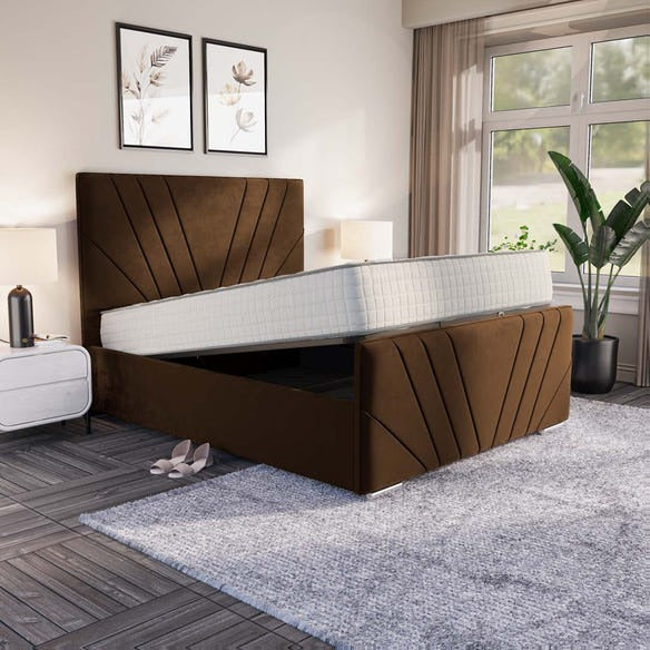 Fiji Sunrise Upholstered Ottoman Bed - Mocca Plush Velvet