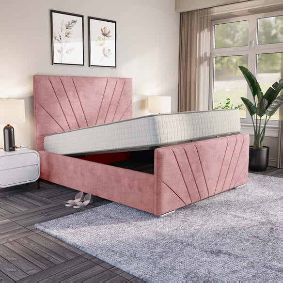 Fiji Sunrise Upholstered Ottoman Bed - Pink Coniston