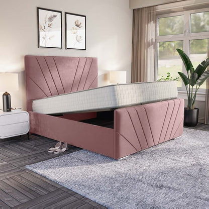Fiji Sunrise Upholstered Ottoman Bed - Pink Plush Velvet