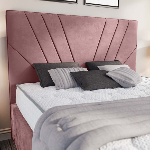 Fiji Sunrise Upholstered Ottoman Bed - Pink Plush Velvet