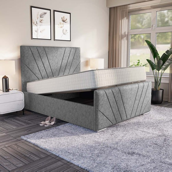 Fiji Sunrise Upholstered Ottoman Bed - Silver Chenille