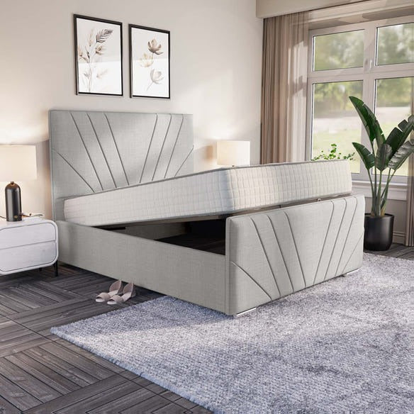 Fiji Sunrise Upholstered Ottoman Bed - Silver Linoso