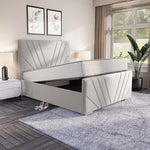 Fiji Sunrise Upholstered Ottoman Bed - Silver Plush Velvet