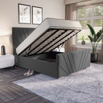 Fiji Sunrise Upholstered Ottoman Bed - Steel Plush Velvet