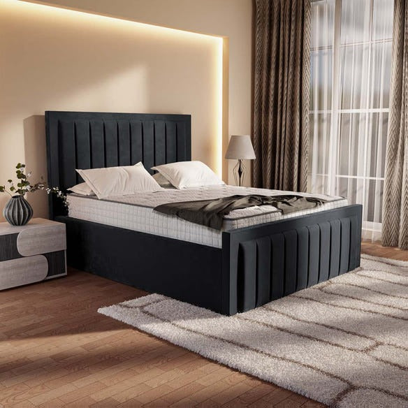 Hamilton Upholstered Bed - Black Plush Velvet