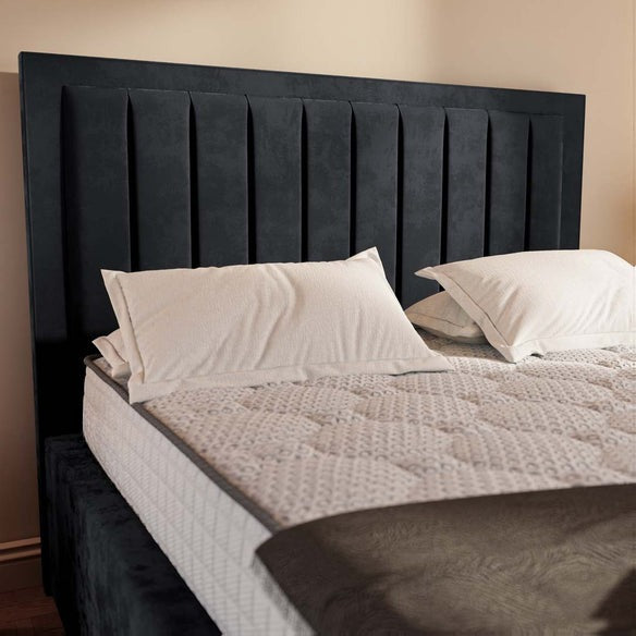 Hamilton Upholstered Bed - Black Plush Velvet