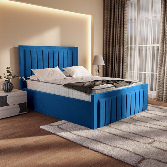 Hamilton Upholstered Bed - Blue Plush Velvet