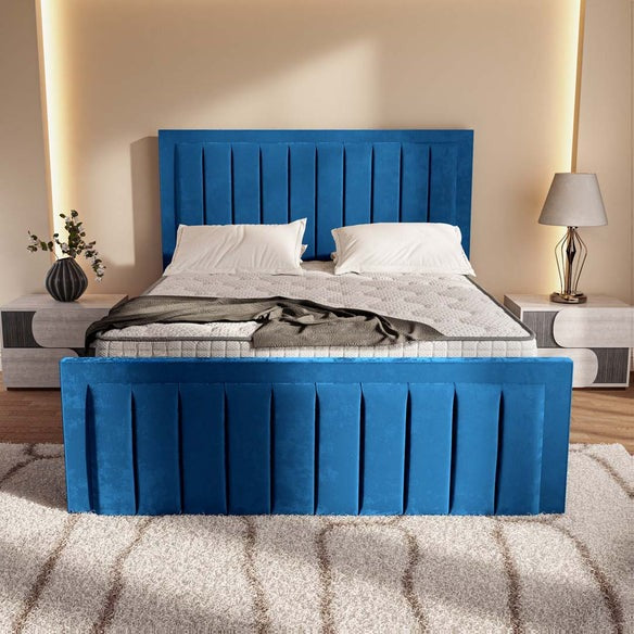 Hamilton Upholstered Bed - Blue Plush Velvet