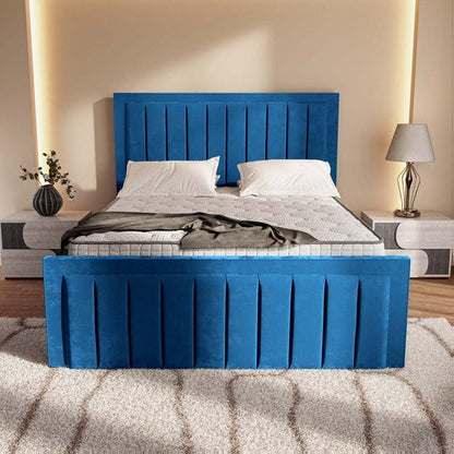 Hamilton Upholstered Bed - Blue Plush Velvet