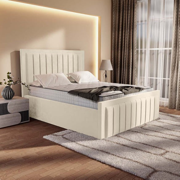 Hamilton Upholstered Bed - Cream Plush Velvet