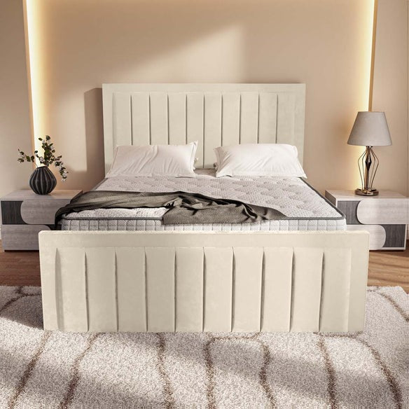 Hamilton Upholstered Bed - Cream Plush Velvet