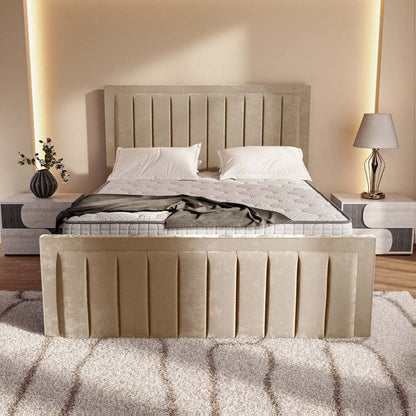 Hamilton Upholstered Bed - Mink Plush Velvet