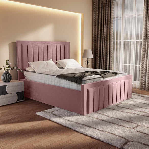 Hamilton Upholstered Bed - Pink Plush Velvet
