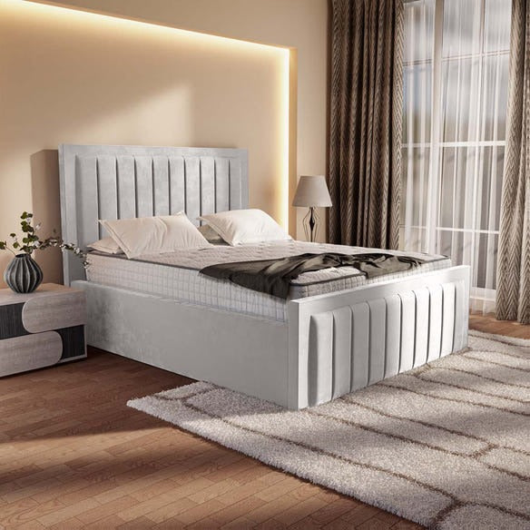 Hamilton Upholstered Bed - Silver Plush Velvet