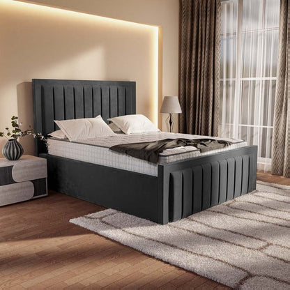Hamilton Upholstered Bed - Steel Plush Velvet