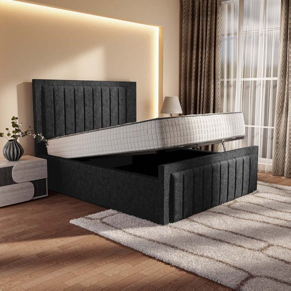 Hamilton Upholstered Ottoman Bed - Black Chenille