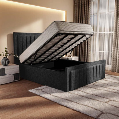 Hamilton Upholstered Ottoman Bed - Black Chenille