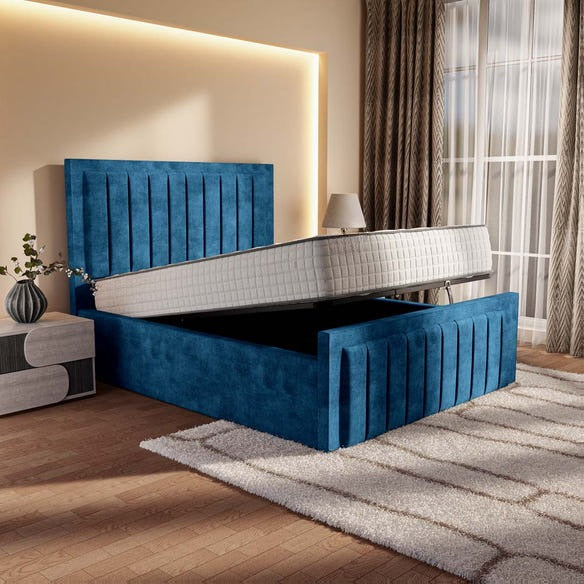 Hamilton Upholstered Ottoman Bed - Blue Coniston