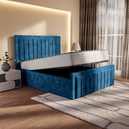 Hamilton Upholstered Ottoman Bed - Blue Coniston