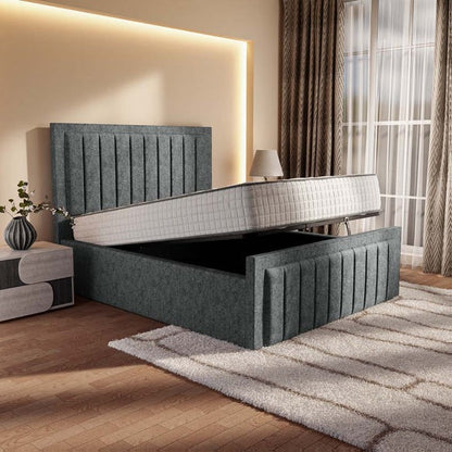 Hamilton Upholstered Ottoman Bed - Charcoal Chenille