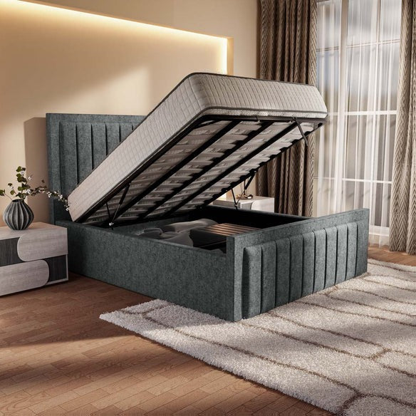 Hamilton Upholstered Ottoman Bed - Charcoal Chenille