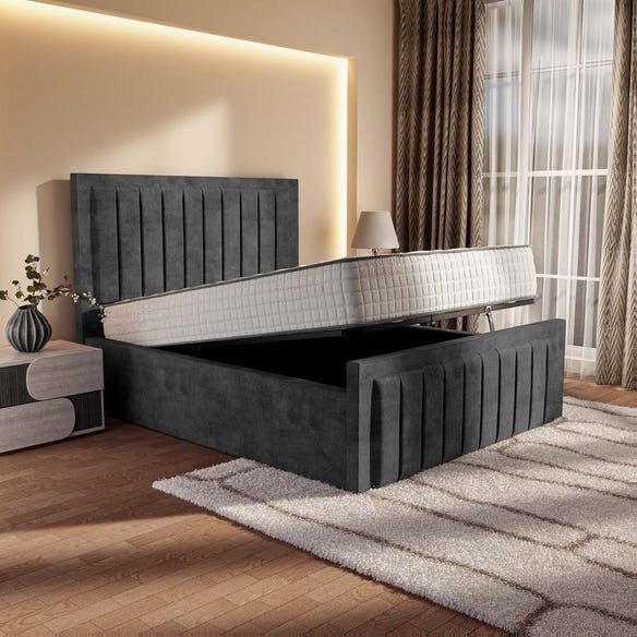 Hamilton Upholstered Ottoman Bed - Charcoal Coniston