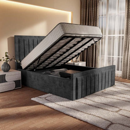 Hamilton Upholstered Ottoman Bed - Charcoal Coniston