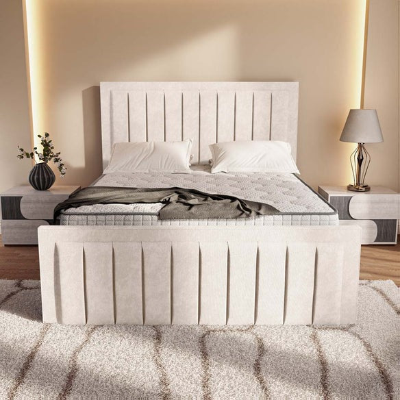 Hamilton Upholstered Ottoman Bed - Cream Naples