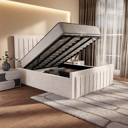 Hamilton Upholstered Ottoman Bed - Cream Naples