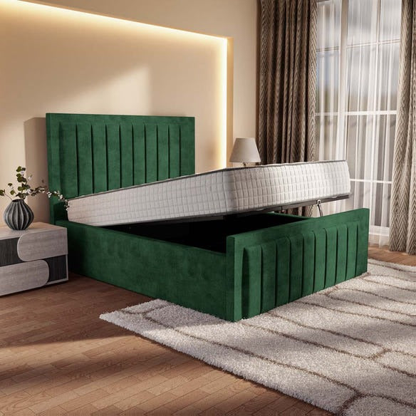 Hamilton Upholstered Ottoman Bed - Emerald Coniston
