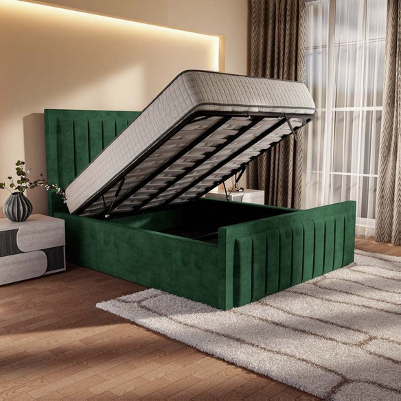 Hamilton Upholstered Ottoman Bed - Emerald Coniston