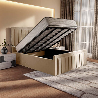 Hamilton Upholstered Ottoman Bed - Mink Plush Velvet