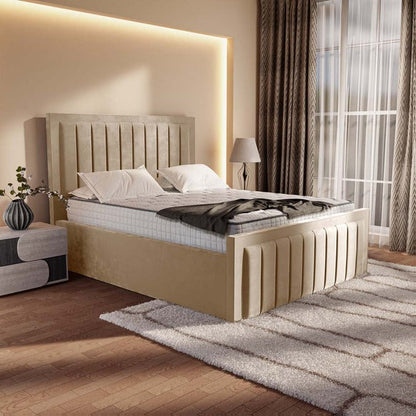 Hamilton Upholstered Ottoman Bed - Mink Plush Velvet