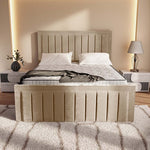 Hamilton Upholstered Ottoman Bed - Mink Plush Velvet