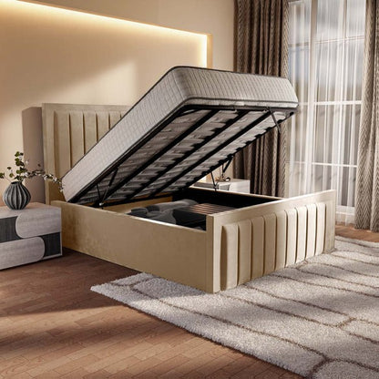 Hamilton Upholstered Ottoman Bed - Mink Plush Velvet