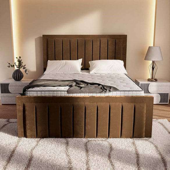 Hamilton Upholstered Ottoman Bed - Mocca Plush Velvet