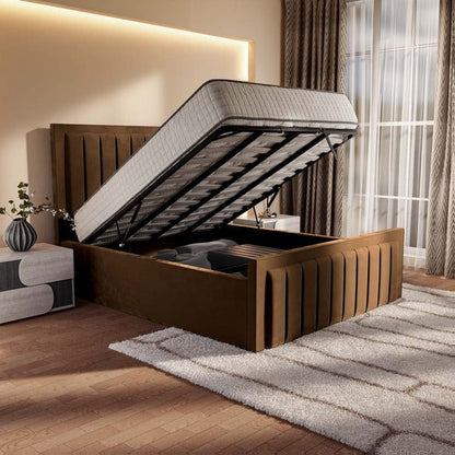 Hamilton Upholstered Ottoman Bed - Mocca Plush Velvet
