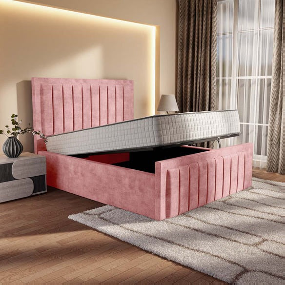 Hamilton Upholstered Ottoman Bed - Pink Coniston