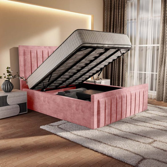 Hamilton Upholstered Ottoman Bed - Pink Coniston